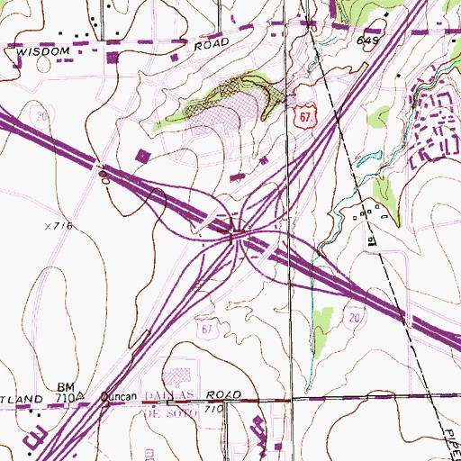 Topographic Map of Interchange 464A and 464B, TX