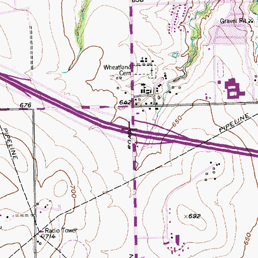 Topographic Map of Interchange 465, TX