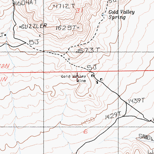Topographic Map of Gold Valley Mine, CA