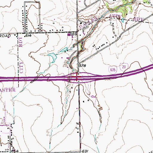 Topographic Map of Interchange 468, TX