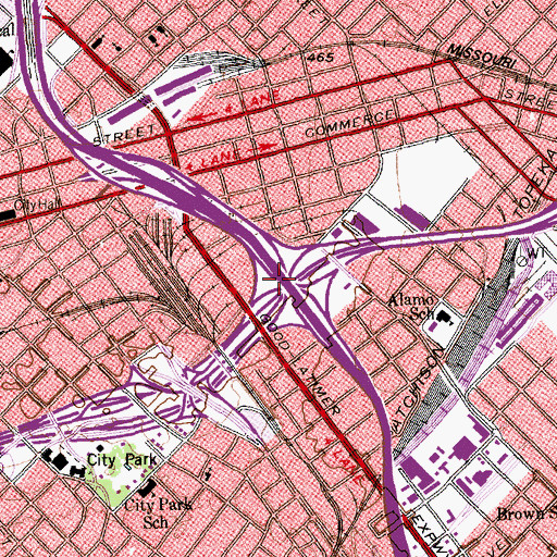 Topographic Map of Interchange 46B, TX