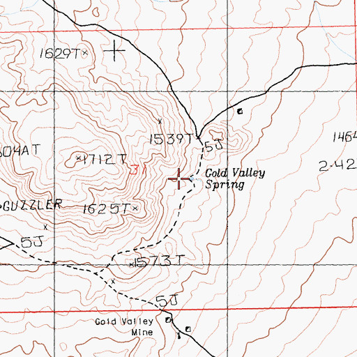 Topographic Map of Gold Valley Spring, CA
