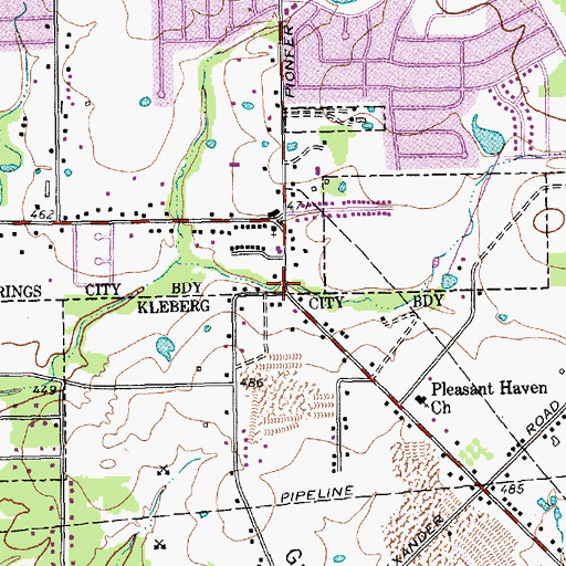 Topographic Map of Interchange 481, TX