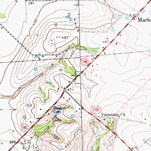 Topographic Map of Interchange 487, TX