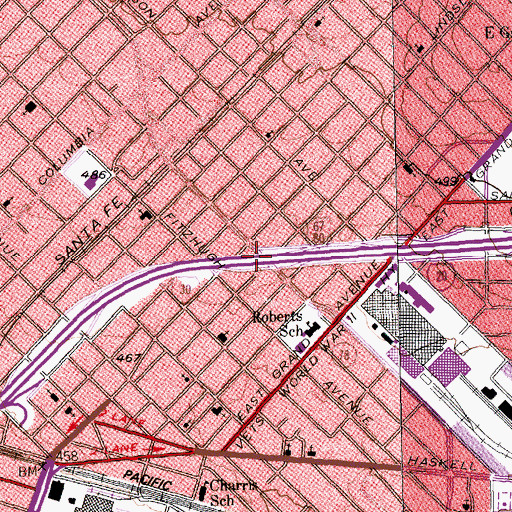 Topographic Map of Interchange 48A, TX