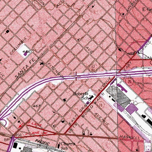 Topographic Map of Interchange 48B, TX