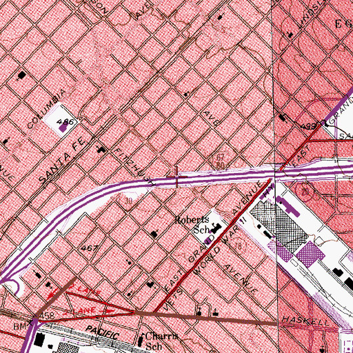 Topographic Map of Interchange 49A, TX