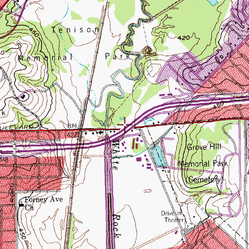 Topographic Map of Interchange 49B, TX