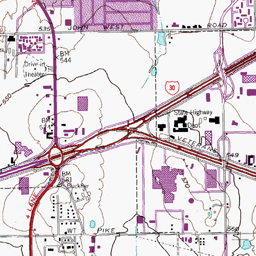 Topographic Map of Interchange 52C, TX
