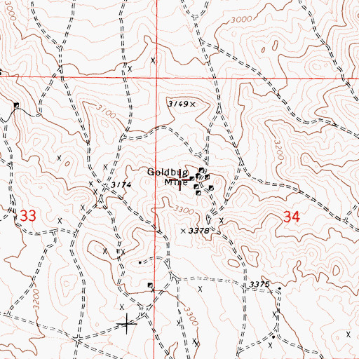 Topographic Map of Goldbug Mine, CA