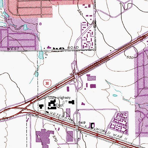 Topographic Map of Interchange 54, TX