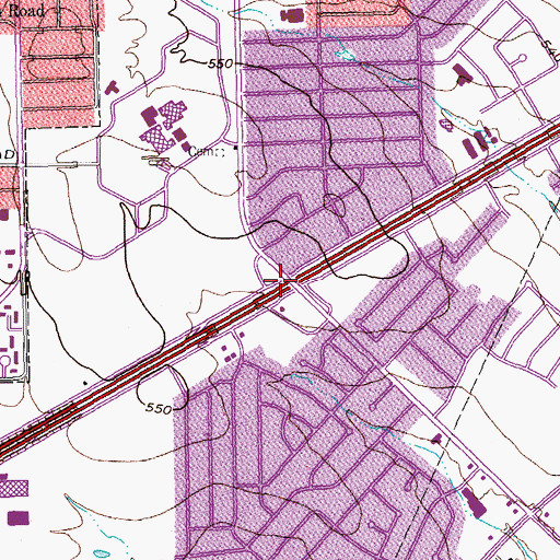 Topographic Map of Interchange 55, TX