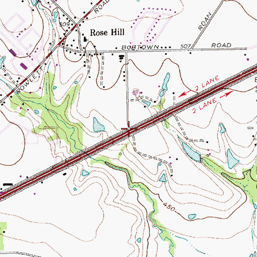 Topographic Map of Interchange 58, TX