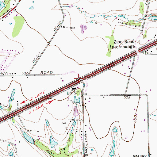 Topographic Map of Interchange 60, TX