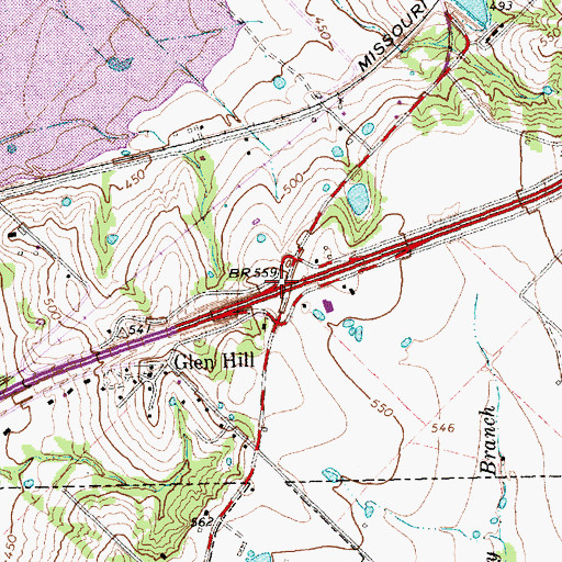 Topographic Map of Interchange 67A and 67B, TX