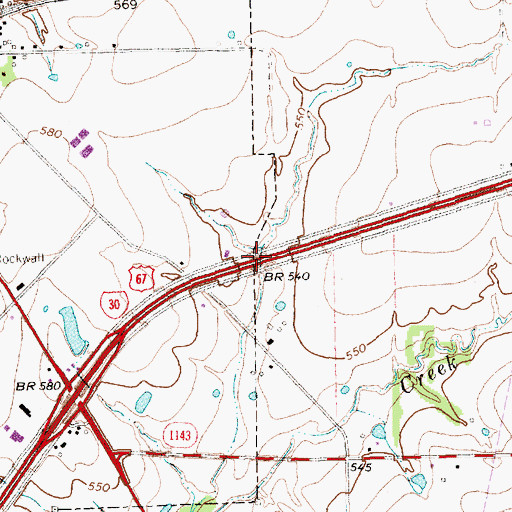 Topographic Map of Interchange 69, TX