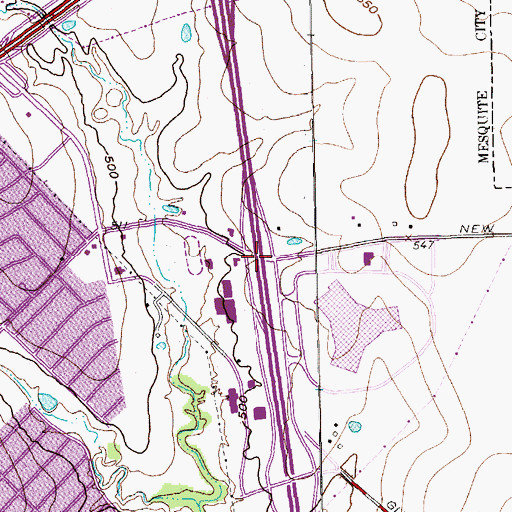Topographic Map of Interchange 7, TX