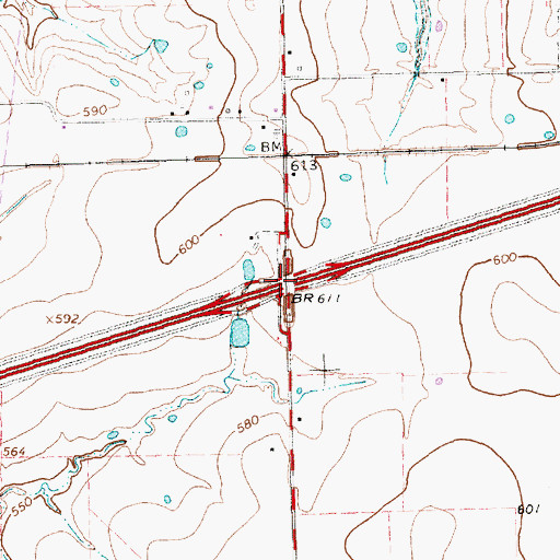 Topographic Map of Interchange 70, TX