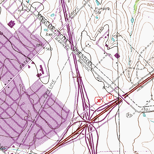 Topographic Map of Interchange 8A and 8B, TX