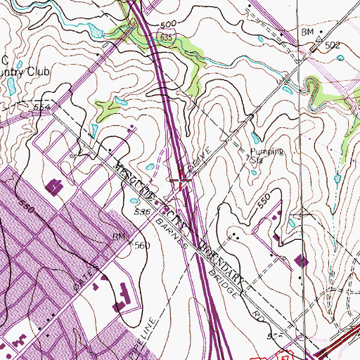 Topographic Map of Interchange 9A, TX