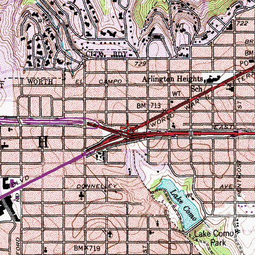Topographic Map of Interchange 9B, TX