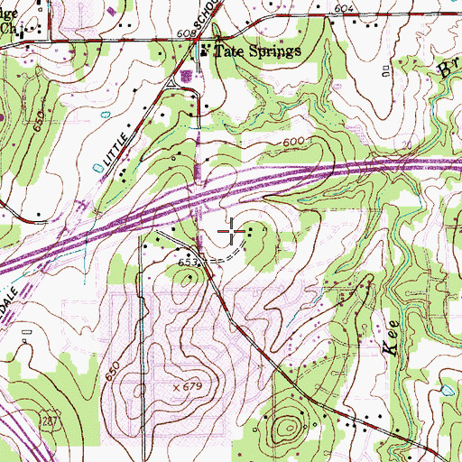 Topographic Map of Overland Hills Shopping Center, TX