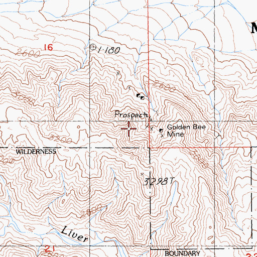 Topographic Map of Golden Bee Mine, CA