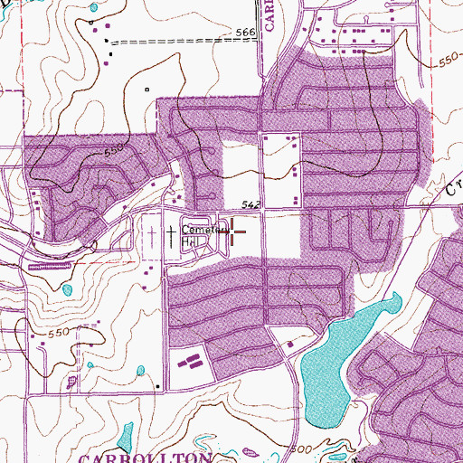 Topographic Map of Ami Rosemeade Plaza Shopping Center, TX