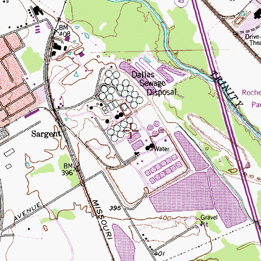 Topographic Map of City of Dallas Central Wastewater Treatment Plant, TX