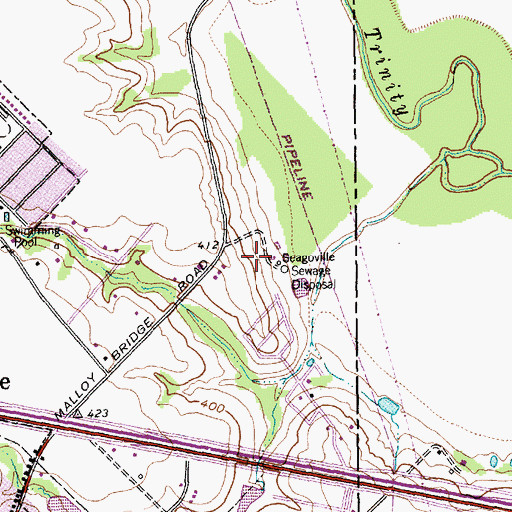 Topographic Map of Cityof Seagoville Wastewater Treatment Plant, TX