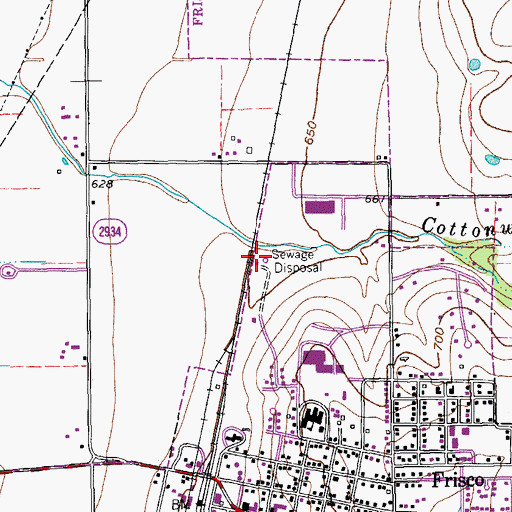 Topographic Map of Cottonwood Creek Wastewater Treatment Plant, TX