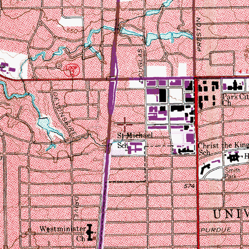Topographic Map of EOP Sterling Plaza Shopping Center, TX
