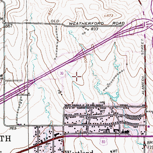 Topographic Map of Fort Worth Mall Shopping Center, TX