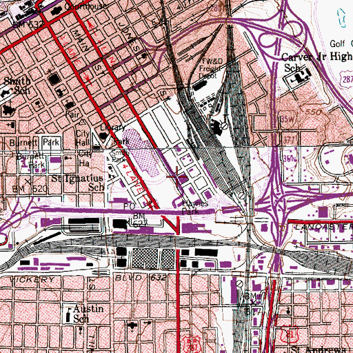 Topographic Map of Fort Worth Rail Mart, TX