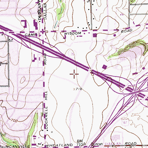 Topographic Map of Gannon Plaza Shopping Center, TX