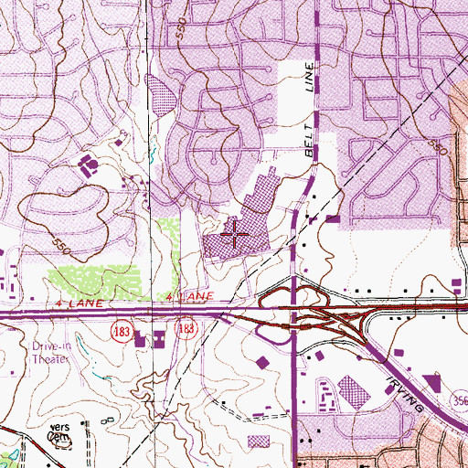 Topographic Map of Irving Mall, TX