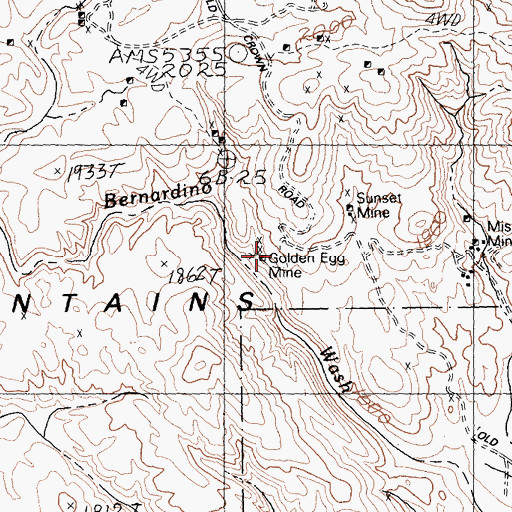 Topographic Map of Golden Egg Mine, CA