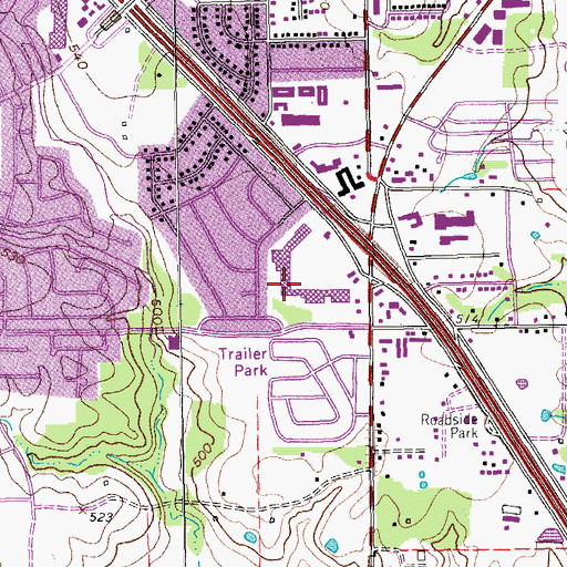 Topographic Map of Lakeland Plaza Shopping Center, TX