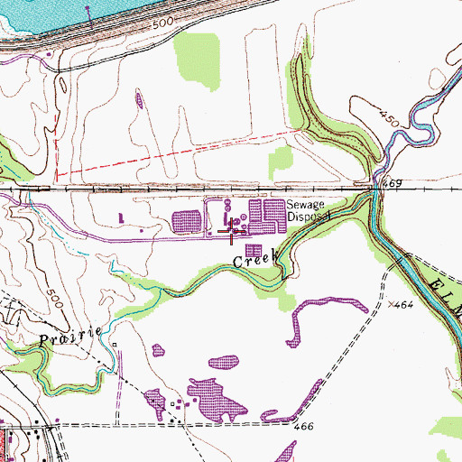 Topographic Map of Lewisville Prairie Creek Wastewater Treatment Facility, TX