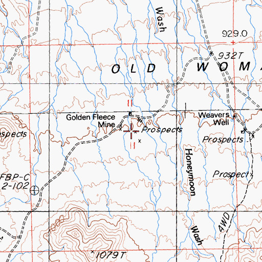 Topographic Map of Golden Fleece Mine, CA