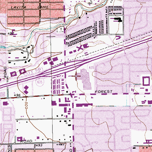 Topographic Map of Northtown Mall Shopping Center, TX