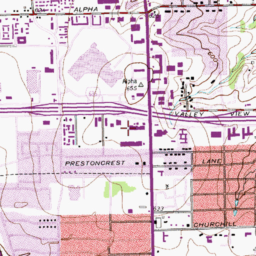 Topographic Map of Preston Valley Shopping Center, TX
