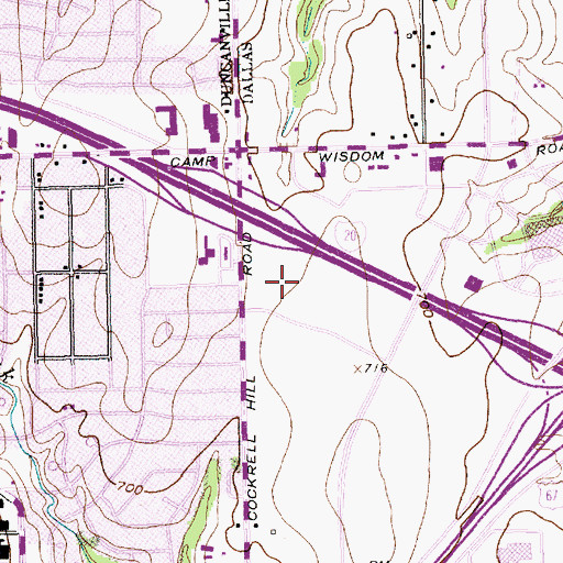 Topographic Map of Red Bird Oaks Shopping Center, TX