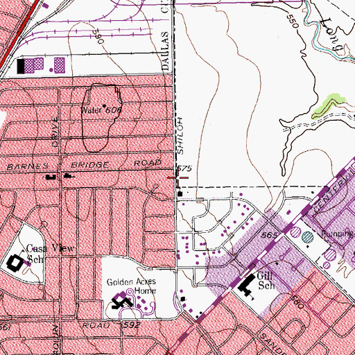 Topographic Map of Shiloh Village Shopping Center, TX