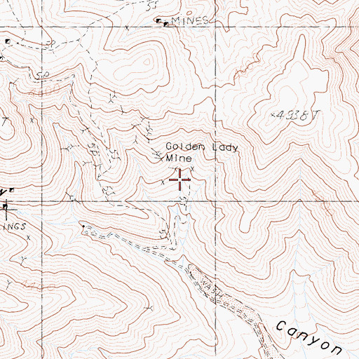 Topographic Map of Golden Lady Mine, CA