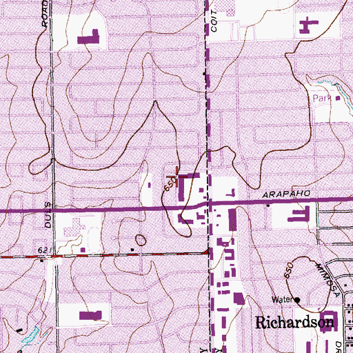 Topographic Map of Spanish Village Shopping Center, TX