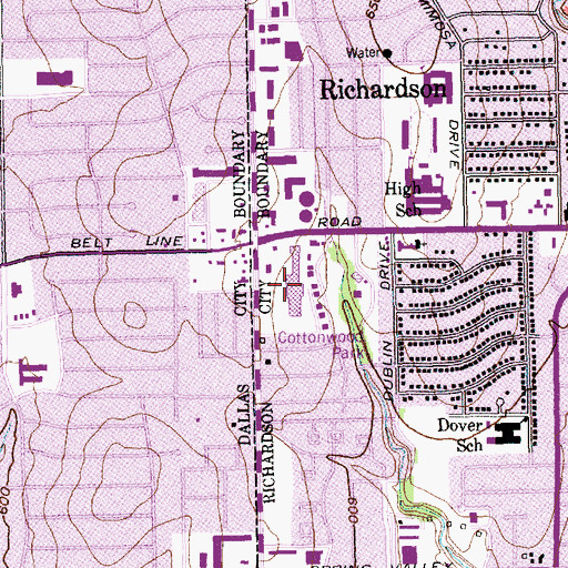 Topographic Map of Spring Creek Village Shopping Center, TX