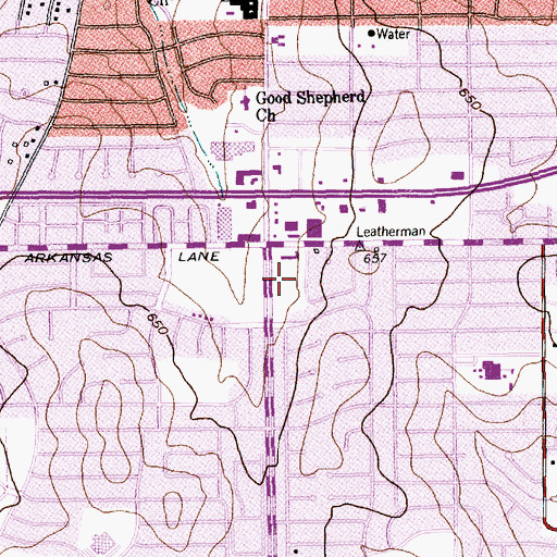 Topographic Map of Stoneridge Village Shopping Center, TX