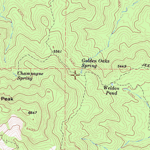Topographic Map of Golden Oaks Spring, CA