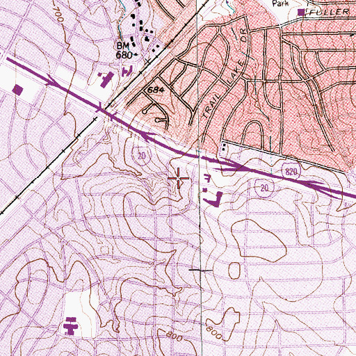 Topographic Map of Trail Lake Shopping Center, TX